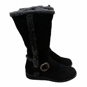 Stuart Weitzman Black Tall Sherpa Side Zipper Winter Boots
